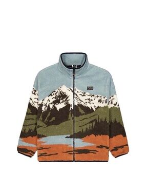 Picture Organic Men’s Mountain Scenic Fleece Jacket in Light Blue & Orange